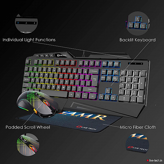 Live Tech GamR Gaming RGB Keyboard Mouse 