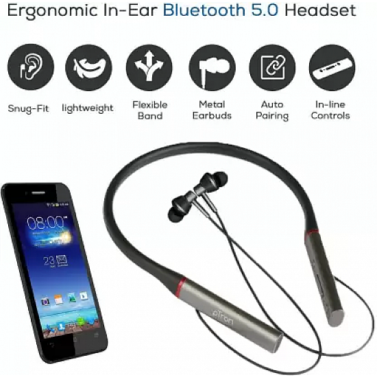 PTron InTunes Classic Bluetooth Headset (Black, Grey, In the Ear)