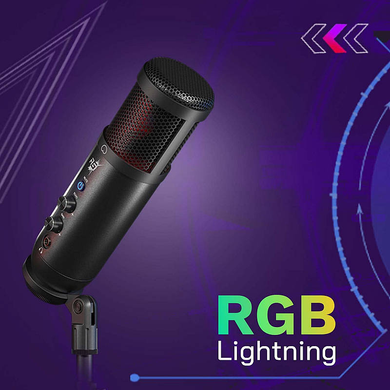 Redgear Shadow Vox Gaming Microphone with RGB Lighting, Adjustable Tripod and Echo and gain Control