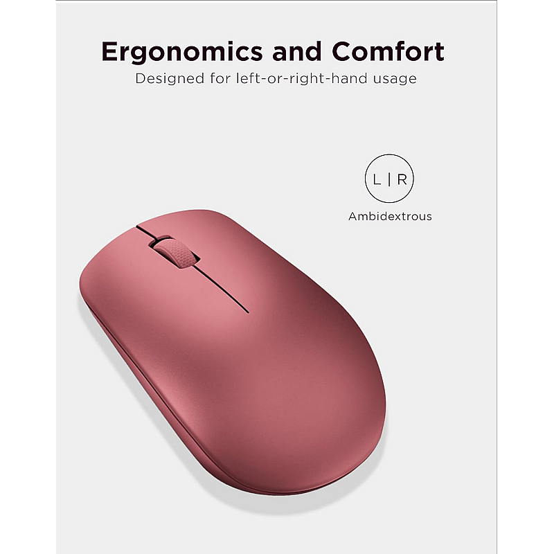 Lenovo 530 Wireless Mouse Ambidextrous, Ergonomic Mouse  (Cherry Red) 