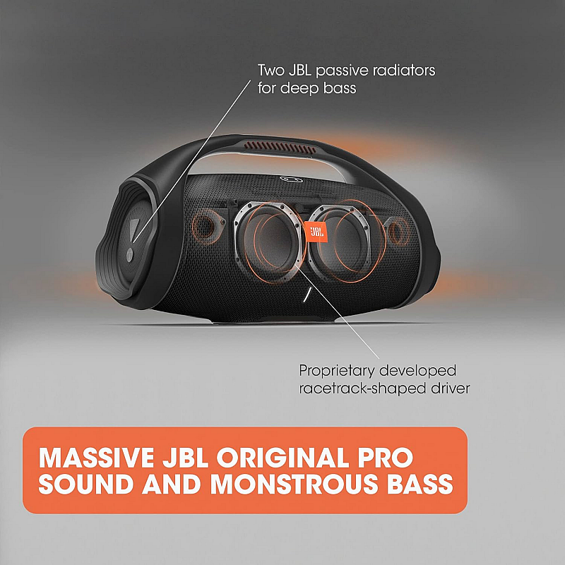 JBL Boombox, Wireless Portable Bluetooth Speaker with Massive 24Hrs Playtime, Monstrous Sound 