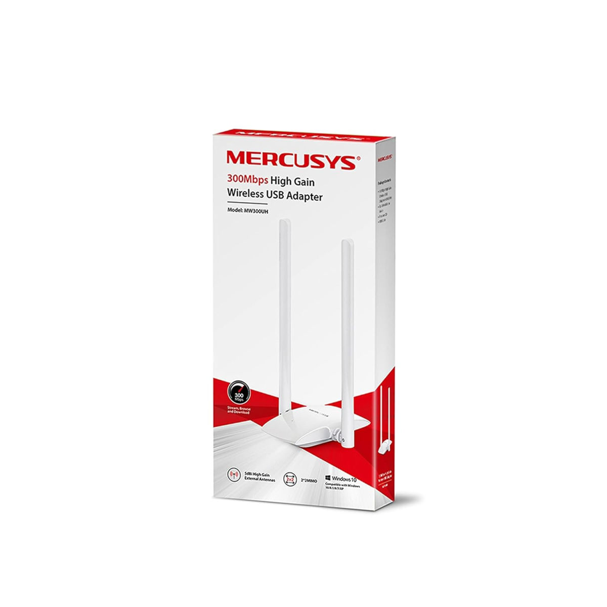 MERCUSYS MW300UH N300 Wireless High Gain USB Adapter| 300Mbps Wi-Fi Speed