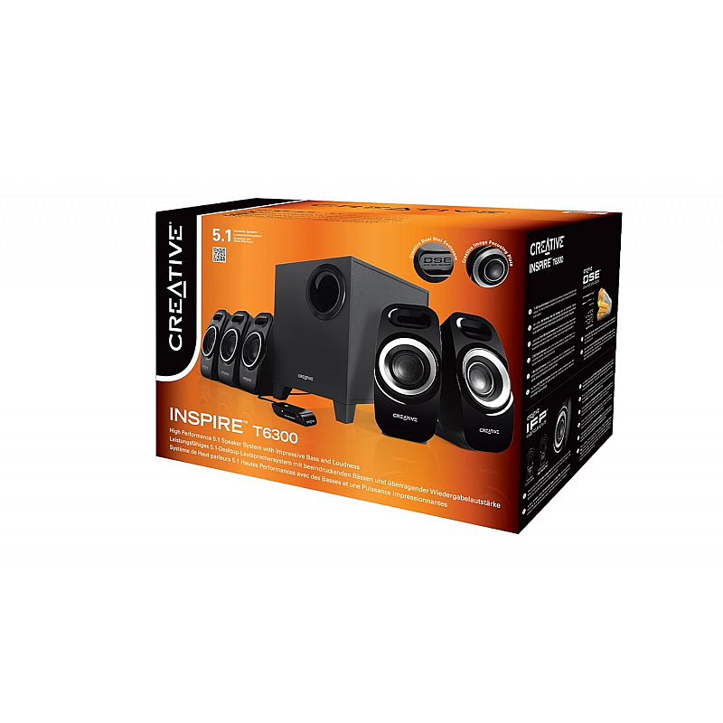 Creative Inspire T-6300 5.1 Multimedia Speaker System (Black) 