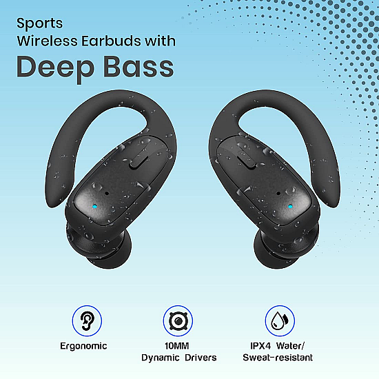 pTron Bassbuds Sports True Wireless Bluetooth 5.1 Headphones with Deep Bass 