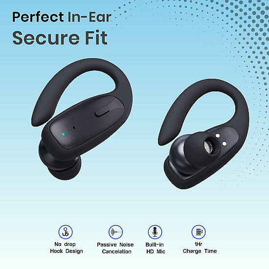 pTron Bassbuds Sports True Wireless Bluetooth 5.1 Headphones with Deep Bass 