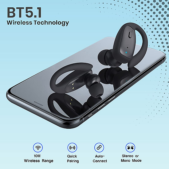 pTron Bassbuds Sports True Wireless Bluetooth 5.1 Headphones with Deep Bass 