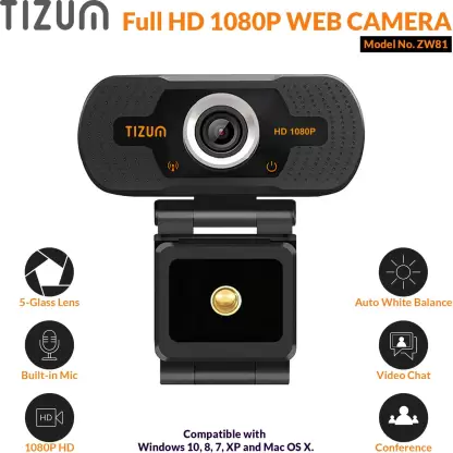 Tizum ZW81 Full HD 1080p Webcam Web Camera for PC Mac Laptop MacBook Wide Angle Tizum ZW81 Full HD 1080p Webcam Web Camera for PC Mac Laptop MacBook Wide Angle