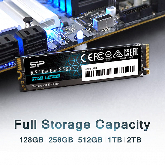 SP Silicon Power 256GB NVMe PCIe Gen3x4 M.2 2280 TLC SSD R/W up to 2,100MB/s and 1,200MB/s (SP256GBP34A60M28)