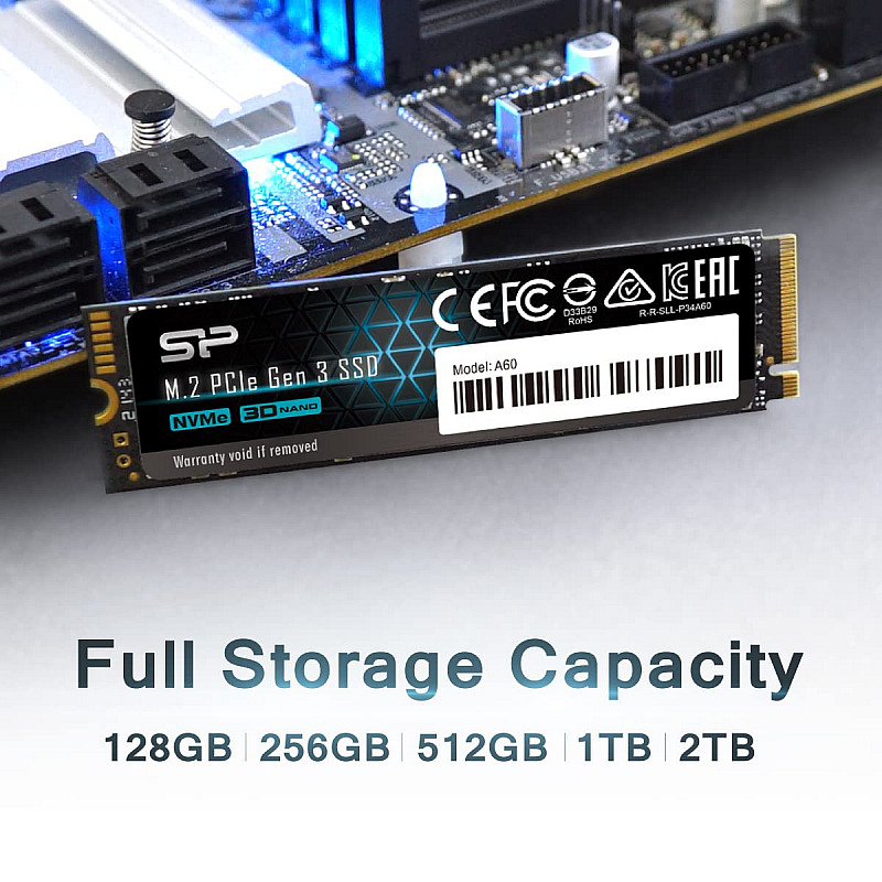 SP Silicon Power 256GB NVMe PCIe Gen3x4 M.2 2280 TLC SSD R/W up to 2,100MB/s and 1,200MB/s (SP256GBP34A60M28)