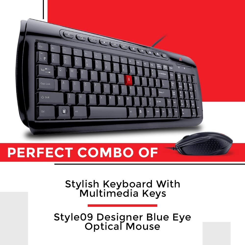 iBall Shiny MM V2.0 Style36 Wired Desktop USB Keyboard Mouse Combo (Black)