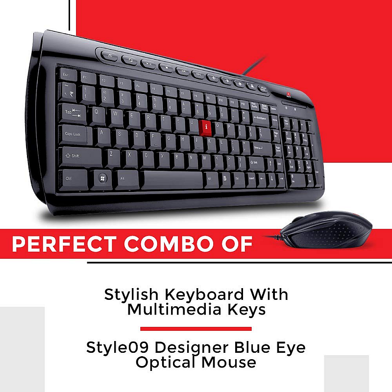 iBall Shiny MM V2.0  Style36 Wired Desktop USB Keyboard Mouse Combo (Black)