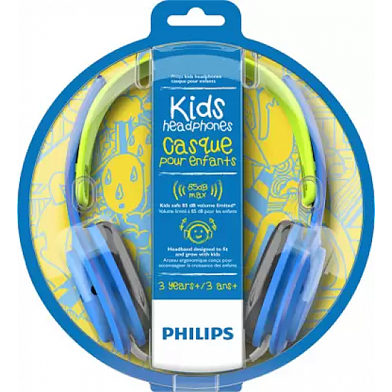 Philips Audios SHK2000BL Kids Headphone, Ergonomic,Adjustable, with (Blue/Green) 