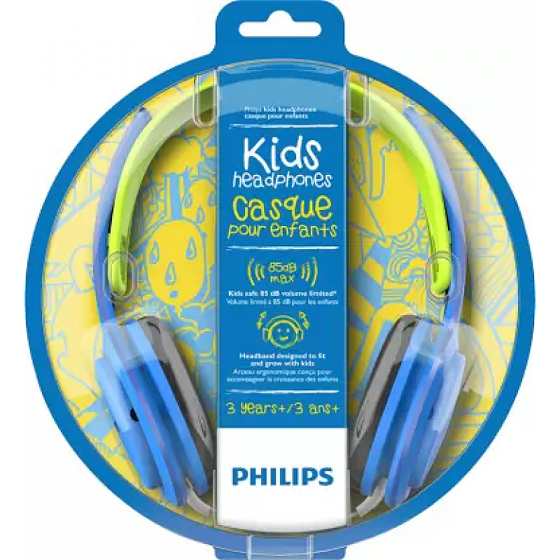 Philips Audios SHK2000BL Kids Headphone, Ergonomic,Adjustable, with (Blue/Green) 