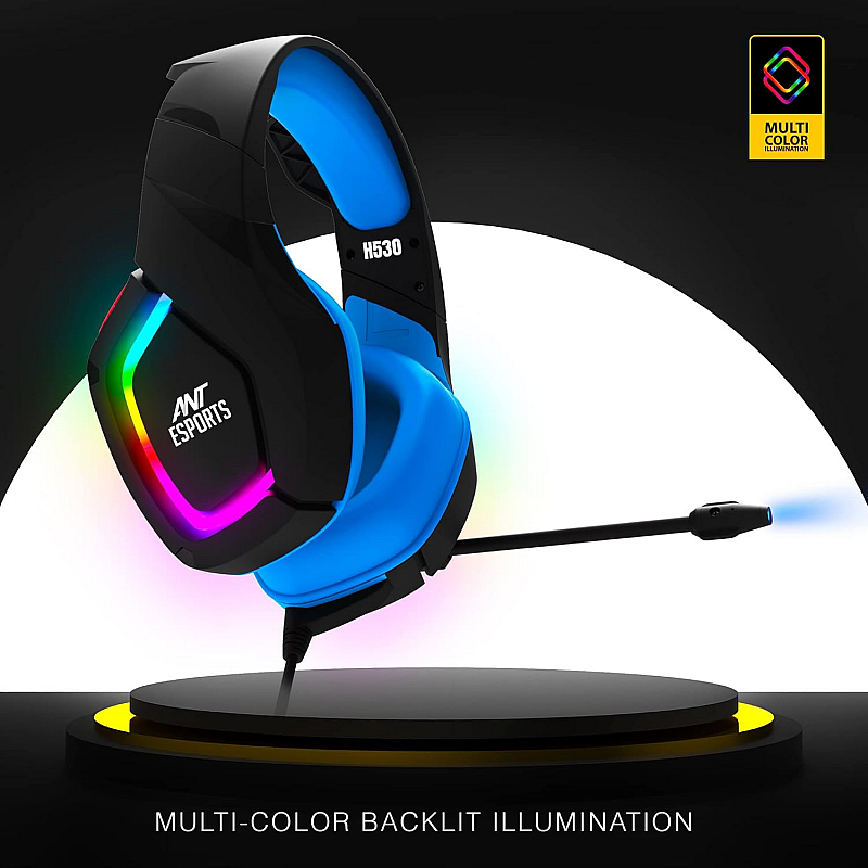 Ant Esports H530 Multi-Platform Pro RGB LED Wired Gaming Headset (Black - Blue )