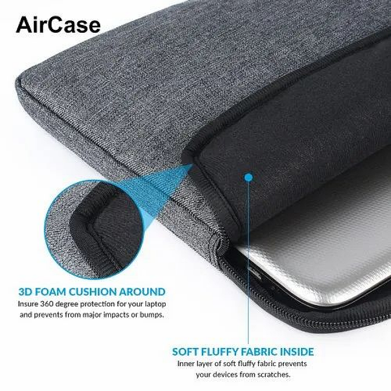 AirCase Laptop Bag Sleeve Case Cover for Laptop MacBook, Protective Twill Fabric