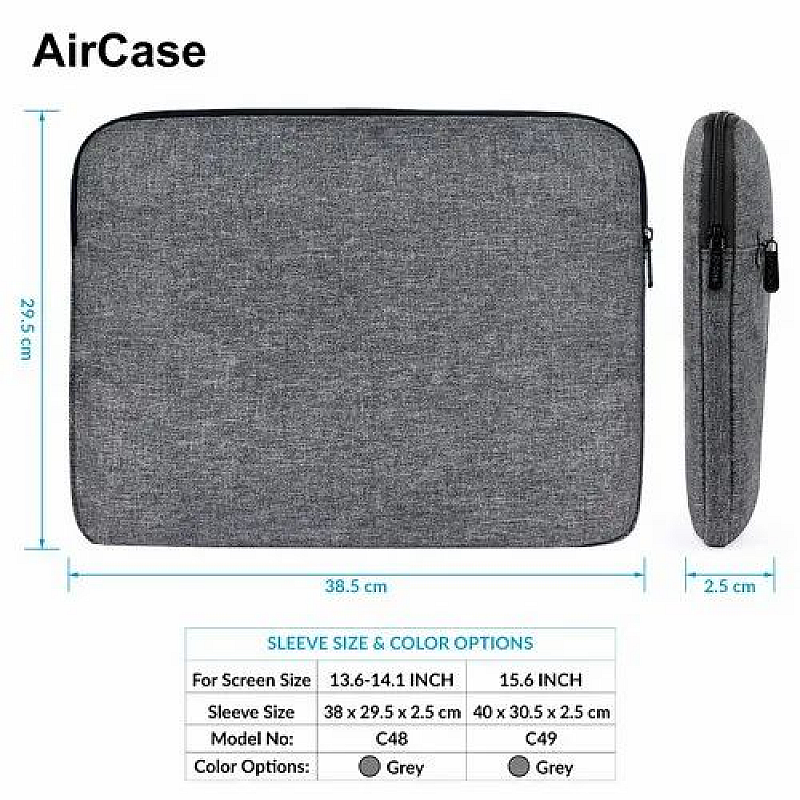 AirCase Laptop Bag Sleeve Case Cover for Laptop MacBook, Protective Twill Fabric