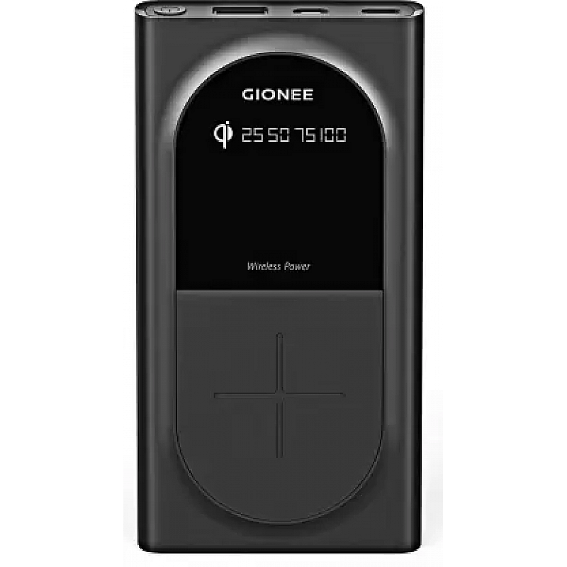 Gionee 10000mAh Li-Polymer Wireless Charging Power Bank with USB Port and Power Meter