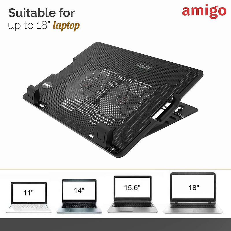 Amigo Nedis Portable Cooler Notebook Stand | Laptop Riser |with Adjustable Height Angle