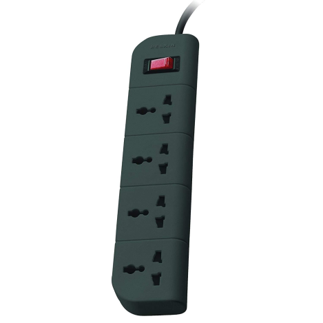 Belkin Essential Series 4-Socket Surge Protector Universal Socket with 5ft Heavy Duty Cable Grey Belkin Essential Series 4-Socket Surge Protector Universal Socket with 5ft Heavy Duty Cable Grey