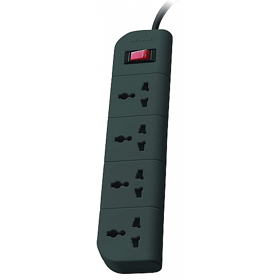 Belkin Essential Series 4-Socket Surge Protector Universal Socket with 5ft Heavy Duty Cable Grey 