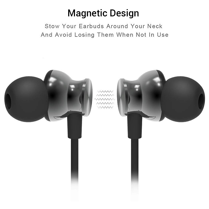 pTron Intunes Pro Magnetic in-Ear Wireless Bluetooth Headphones with Mic - (Gray)