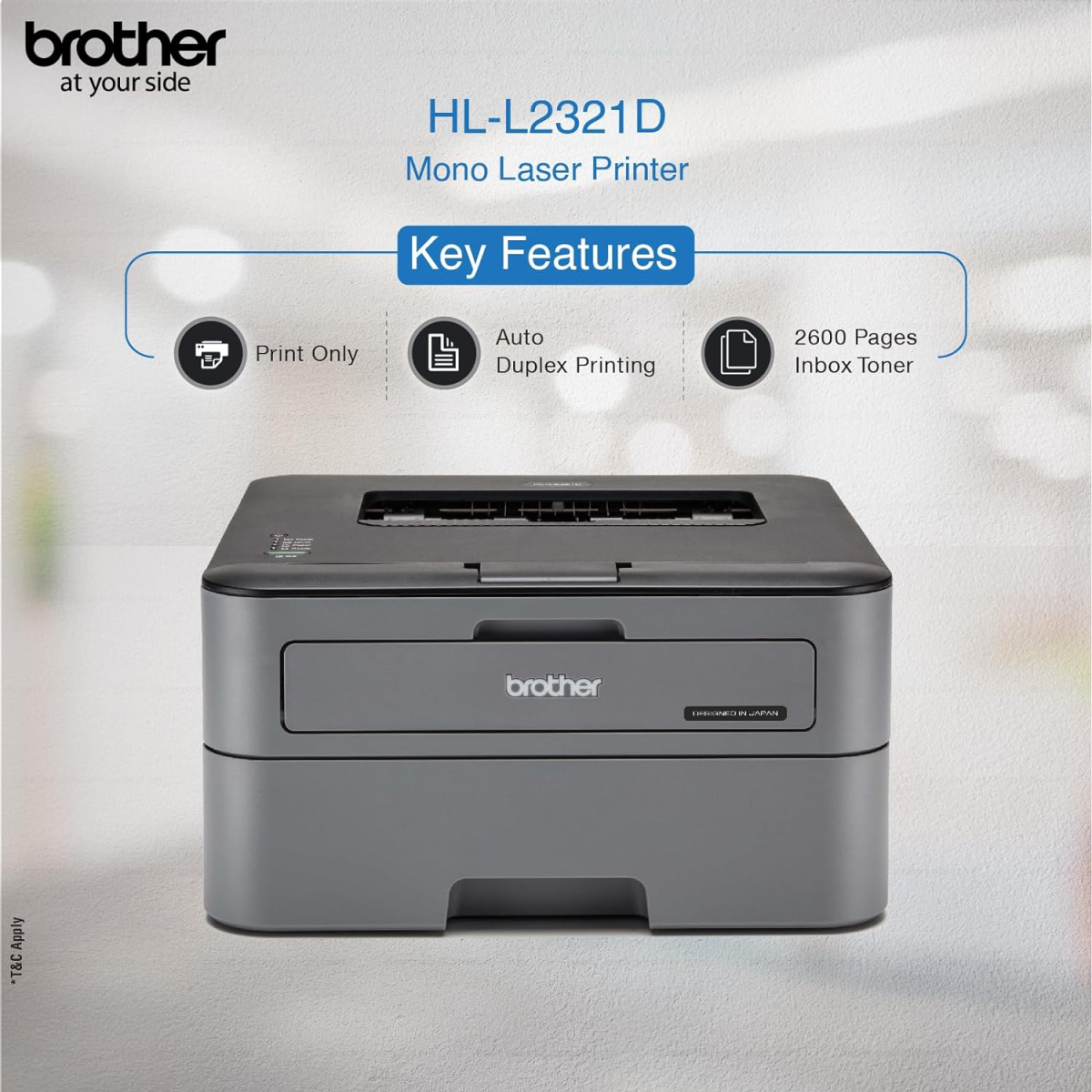 Brother HL-L2321D Single-Function Monochrome Laser Printer with Auto Duplex Printing refurbished