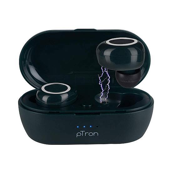 pTron Bassbuds in-Ear True Wireless Bluetooth 5.0 Headphones with Hi-Fi Deep Bass 20Hrs Playtime with Case