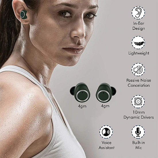 pTron Bassbuds in-Ear True Wireless Bluetooth 5.0 Headphones with Hi-Fi Deep Bass 20Hrs Playtime with Case