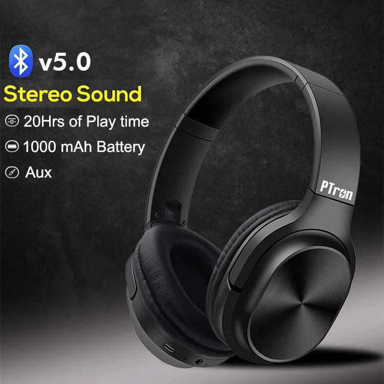 pTron Studio Pro Soundster Hi-Fi Over The Ear Wireless Bluetooth Headphones with Mic pTron Studio Pro Soundster Hi-Fi Over The Ear Wireless Bluetooth Headphones with Mic