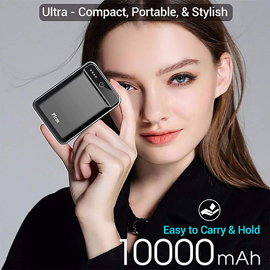 PTron Dynamo 10000mAh Li-Polymer Power Bank, BIS Certified, Ultra-Compact, 2.4A Fast Charging