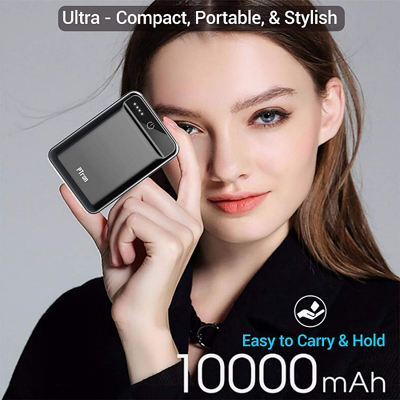 PTron Dynamo 10000mAh Li-Polymer Power Bank, BIS Certified, Ultra-Compact, 2.4A Fast Charging