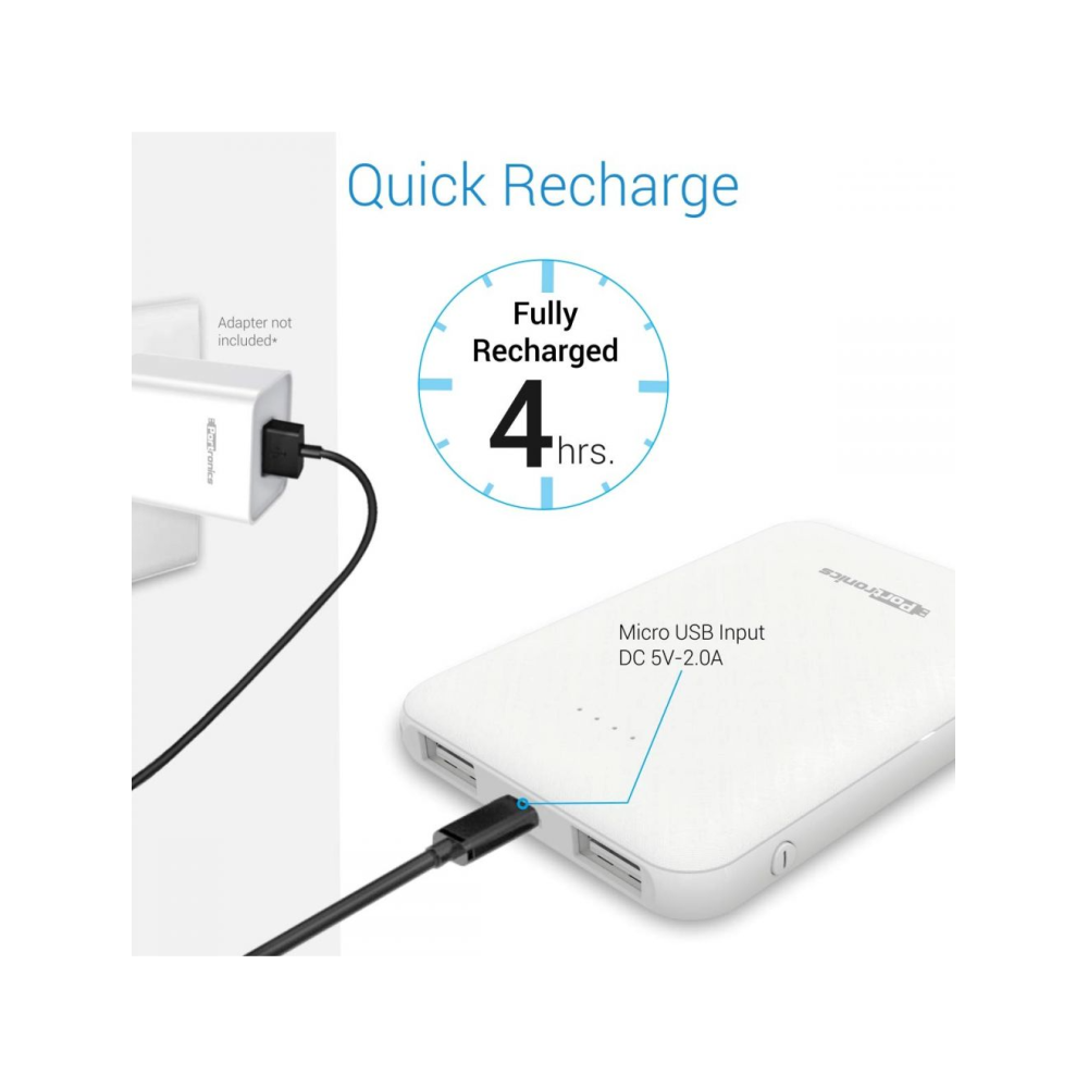 Portronics POR-289 Indo 5 5000mAh Power Bank with Dual Output (White)