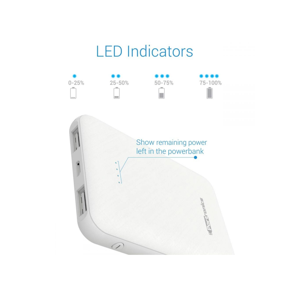 Portronics POR-289 Indo 5 5000mAh Power Bank with Dual Output (White)