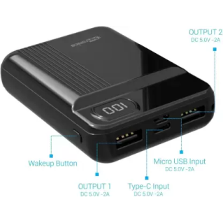 Portronics Indo 10D 10,000 mAh Power Bank Dual Input(Type C + Micro USB) and Dual Output with Display (Black) Portronics Indo 10D 10,000 mAh Power Bank Dual Input(Type C + Micro USB) and Dual Output with Display (Black)