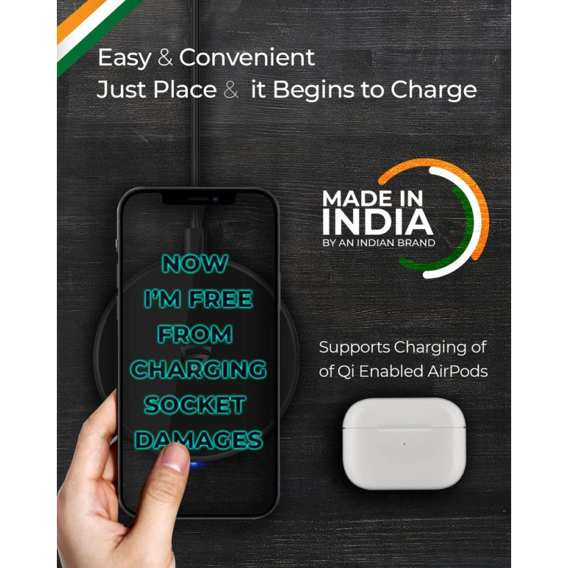 RAEGR Arc 400 Type-C PD Qi-Certified 10W/7.5W Wireless Charger with Fireproof ABS