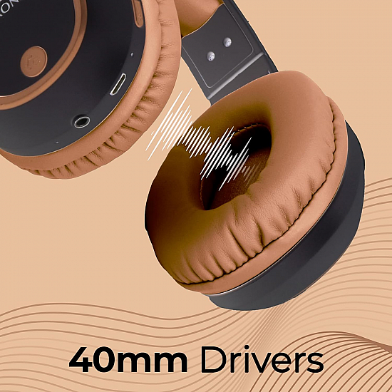 Zebronics Zeb-Thunder Wireless BT Headphone Comes with 40mm Drivers, AUX Connectivity (Brown)