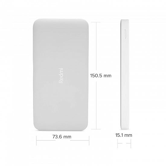 Redmi 10000mAh Lithium Polymer Power Bank with 10 Watt Fast Charging, (White)