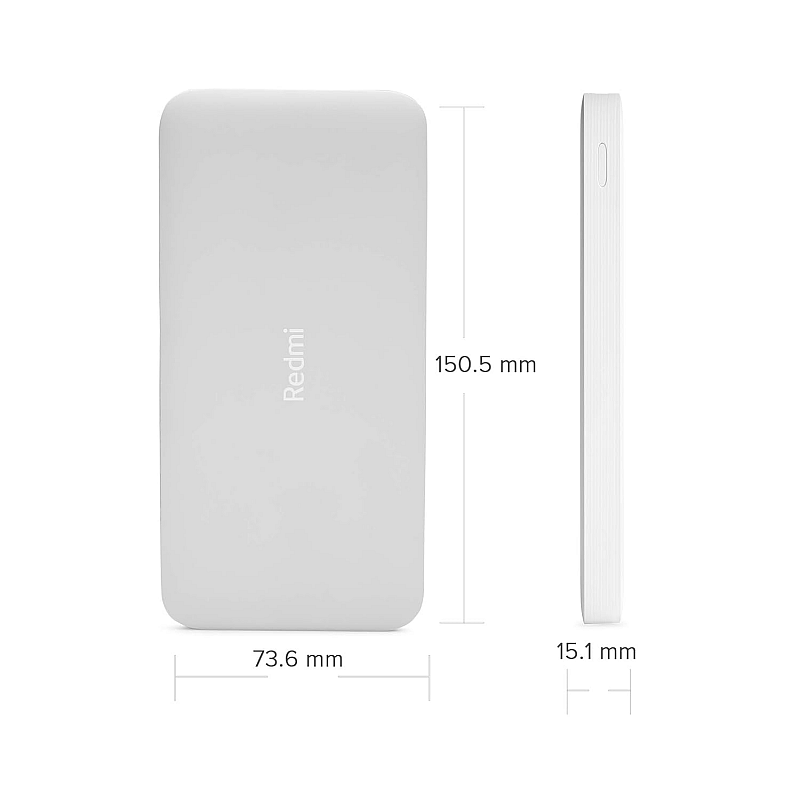 Redmi 10000mAh Lithium Polymer Power Bank with 10 Watt Fast Charging, (White)