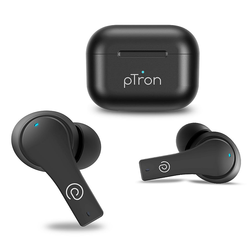 pTron Bassbuds Tango ENC Bluetooth Truly Wireless in Ear Earbuds with mic  (Black)