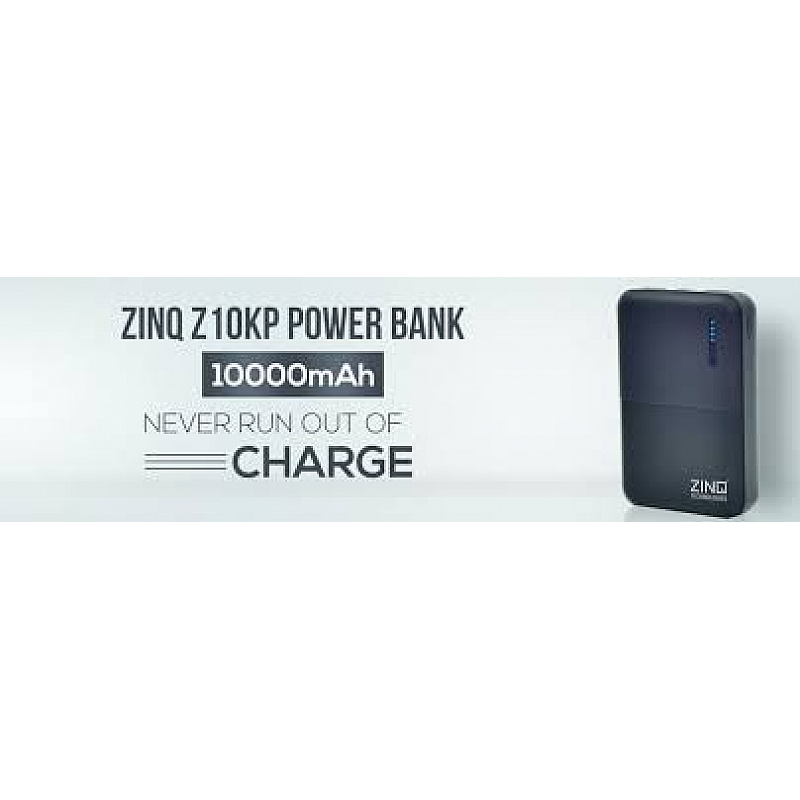 Zinq 10000mAh Li-Polymer Power Bank with 18W QC 3.0 Quick Charge Z10KP (Black)