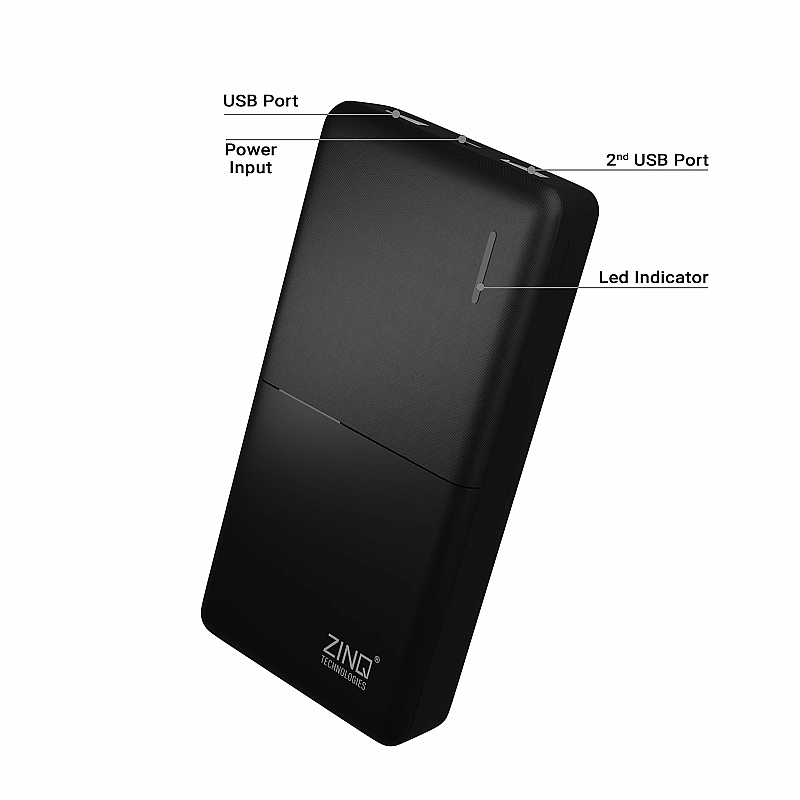 Zinq 20000mAh Li-Polymer Power Bank with 18W PD and QC 3.0 Quick Charge Z20KP (Black)