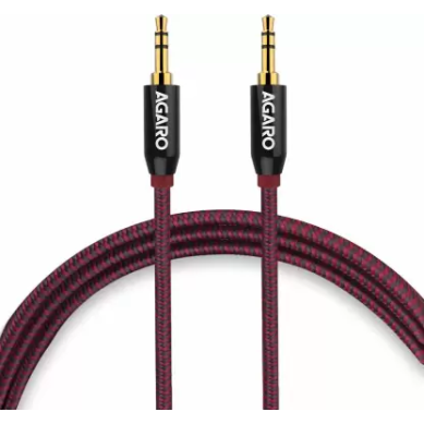 AGARO 3.5mm Male to Male Gold Plated Aux Connectors, 2 Meters Tough Nylon Braided Audio Cable AGARO 3.5mm Male to Male Gold Plated Aux Connectors, 2 Meters Tough Nylon Braided Audio Cable