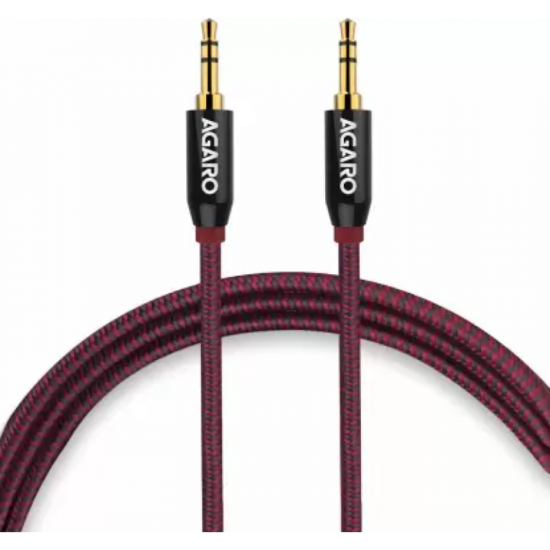 AGARO 3.5mm Male to Male Gold Plated Aux Connectors, 2 Meters Tough Nylon Braided Audio Cable