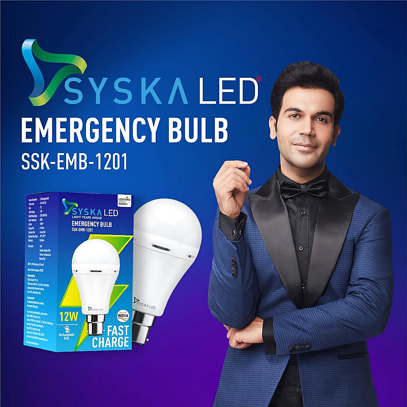 SYSKA 9W B22D 6500K Cool Day Light Inverter Rechargeable Emergency Led Bulb Pack of 1