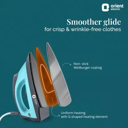 Orient Electric DIFP10BP Fabri Press Dry Iron (Black and Blue) Orient Electric DIFP10BP Fabri Press Dry Iron (Black and Blue)
