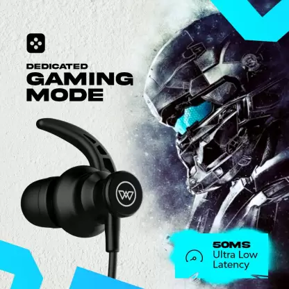 WINGS Phantom 110 Neckband, LED , 20 hrs Playtime, 50ms Low Latency Headphones Bluetooth Headset (Black, In the Ear) WINGS Phantom 110 Neckband, LED , 20 hrs Playtime, 50ms Low Latency Headphones Bluetooth Headset (Black, In the Ear)