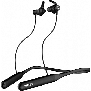 WINGS Phantom 110 Neckband, LED , 20 hrs Playtime, 50ms Low Latency Headphones Bluetooth Headset  (Black, In the Ear)