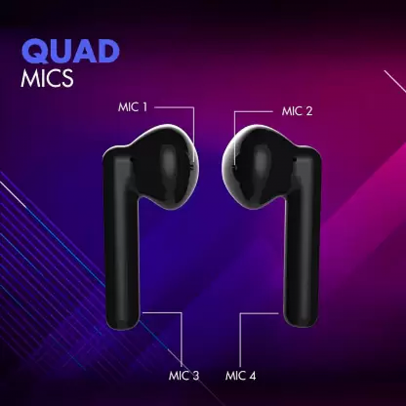 WINGS Bass Drops 101 with Environmental Noise Cancellation, 30 hours Playtime Bluetooth Headset  (Black, True Wireless)