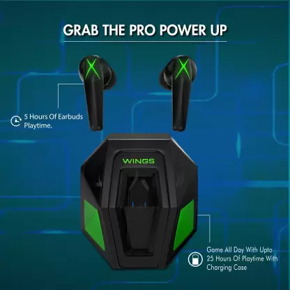 WINGS X-Fire with 25 Hrs playtime Bluetooth5.3, 50ms low latency game mode Bluetooth Gaming Headset (Black, True Wireless) WINGS X-Fire with 25 Hrs playtime Bluetooth5.3, 50ms low latency game mode Bluetooth Gaming Headset (Black, True Wireless)