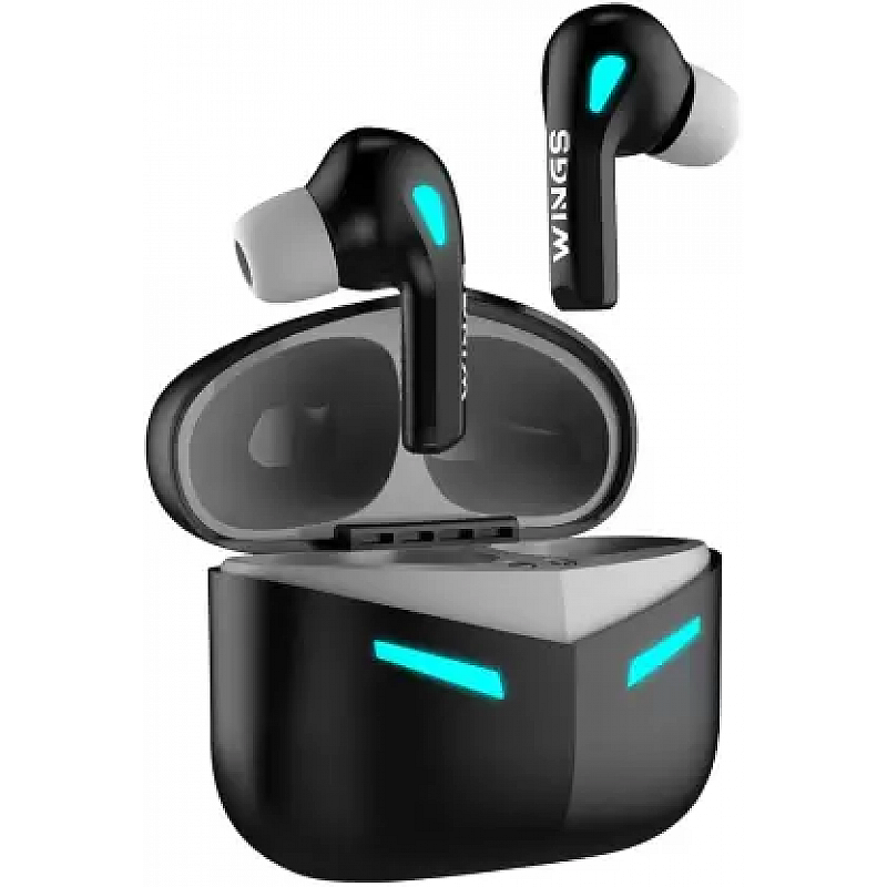 WINGS Phantom 430 with App Support, 40ms Low Latency , ENC, Upto 50hr Playtime Bluetooth Gaming Headset  (Black, Grey, True Wireless)